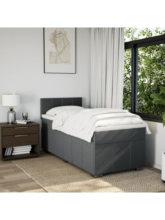 Box spring postel s matrací tmavě šedá 90x200 cm textil