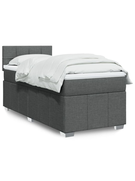 Box spring postel s matrací tmavě šedá 90x200 cm textil