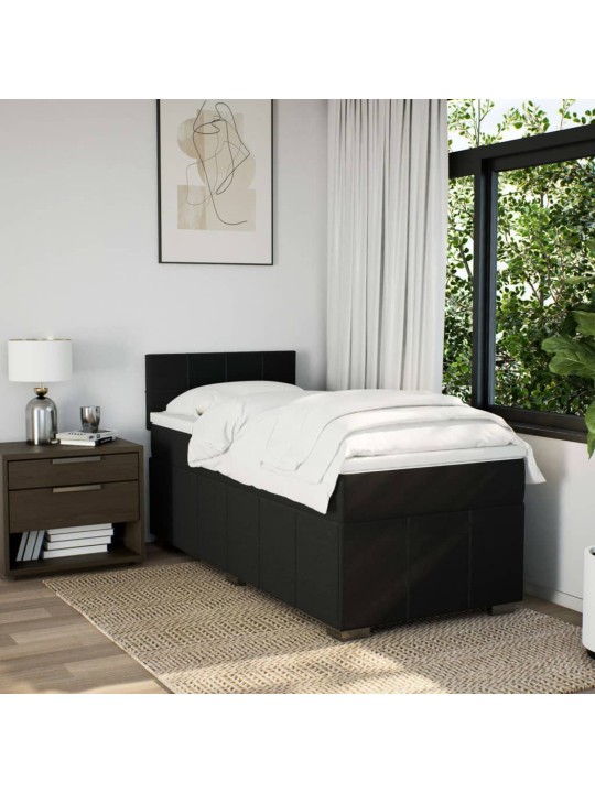 Box spring postel s matrací černá 90x200 cm textil