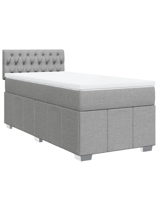 Box spring postel s matrací světle šedá 90x200 cm textil