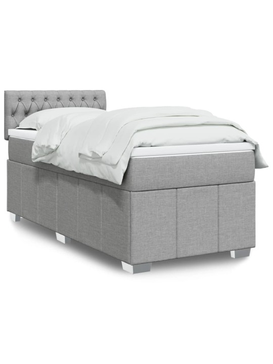 Box spring postel s matrací světle šedá 90x200 cm textil