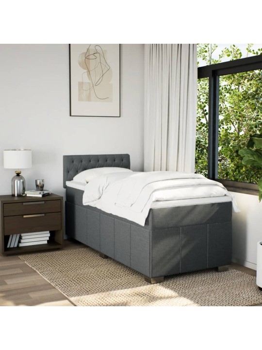 Box spring postel s matrací tmavě šedá 90x200 cm textil