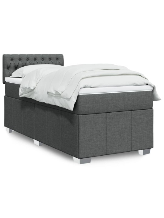 Box spring postel s matrací tmavě šedá 90x200 cm textil