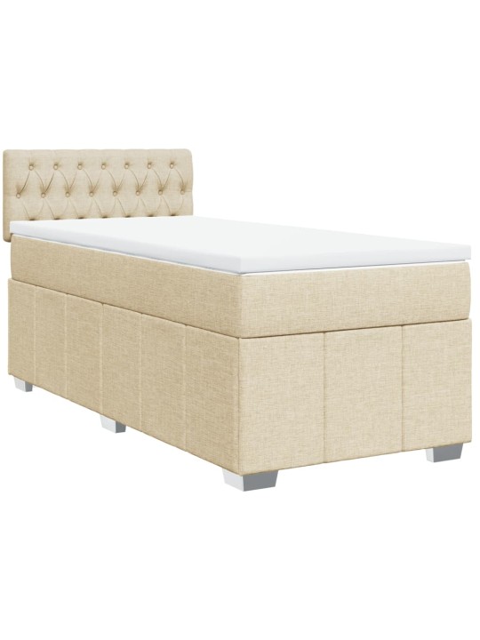 Box spring postel s matrací krémová 90x200 cm textil