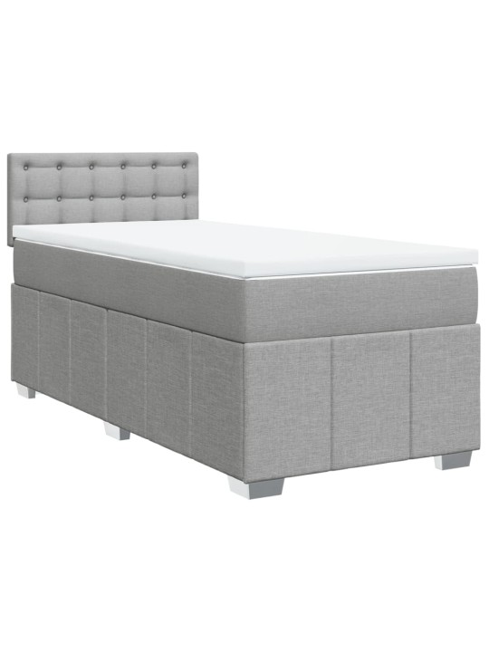 Box spring postel s matrací světle šedá 90x200 cm textil