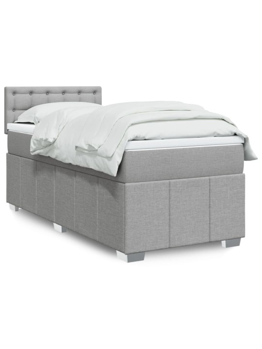 Box spring postel s matrací světle šedá 90x200 cm textil