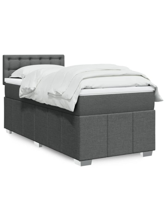 Box spring postel s matrací tmavě šedá 90x200 cm textil