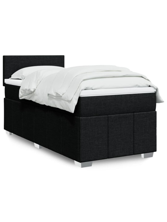 Box spring postel s matrací černá 100 x 200 cm textil