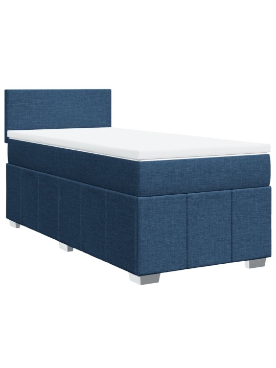 Box spring postel s matrací modrá 100 x 200 cm textil