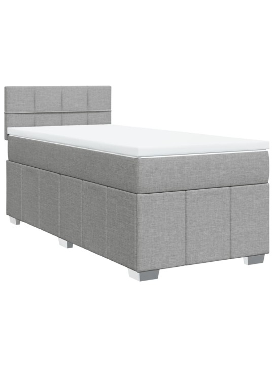 Box spring postel s matrací světle šedý 100 x 200 cm textil