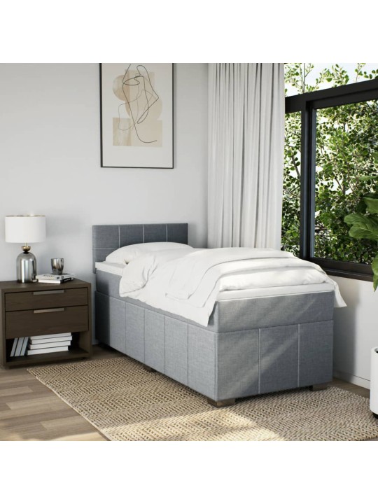 Box spring postel s matrací světle šedý 100 x 200 cm textil