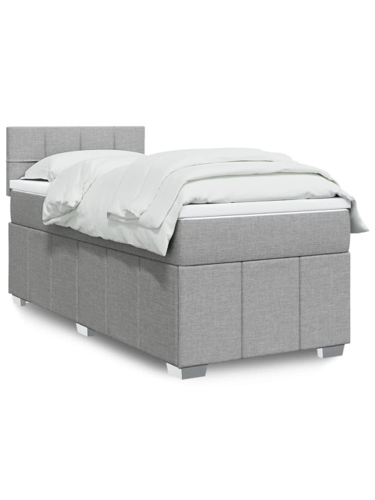 Box spring postel s matrací světle šedý 100 x 200 cm textil