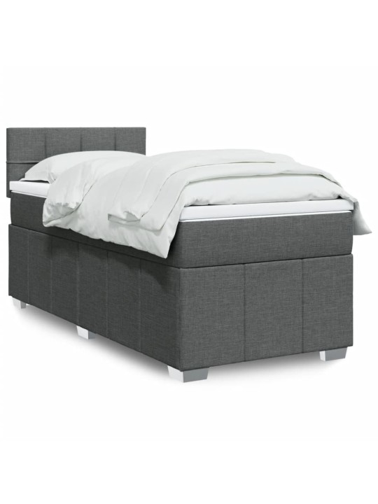 Box spring postel s matrací tmavě šedá 100 x 200 cm textil