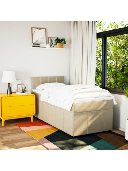 Box spring postel s matrací krémová 100 x 200 cm textil