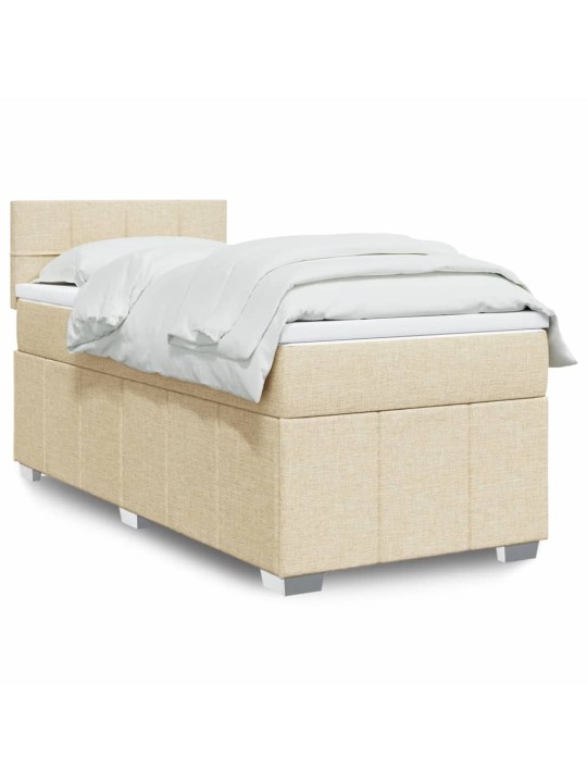 Box spring postel s matrací krémová 100 x 200 cm textil