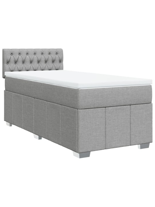 Box spring postel s matrací světle šedý 100 x 200 cm textil