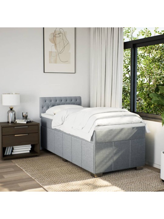 Box spring postel s matrací světle šedý 100 x 200 cm textil
