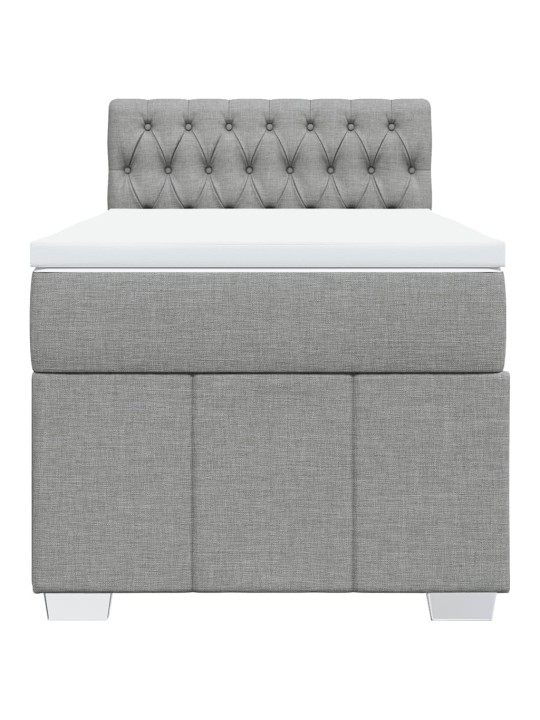 Box spring postel s matrací světle šedý 100 x 200 cm textil