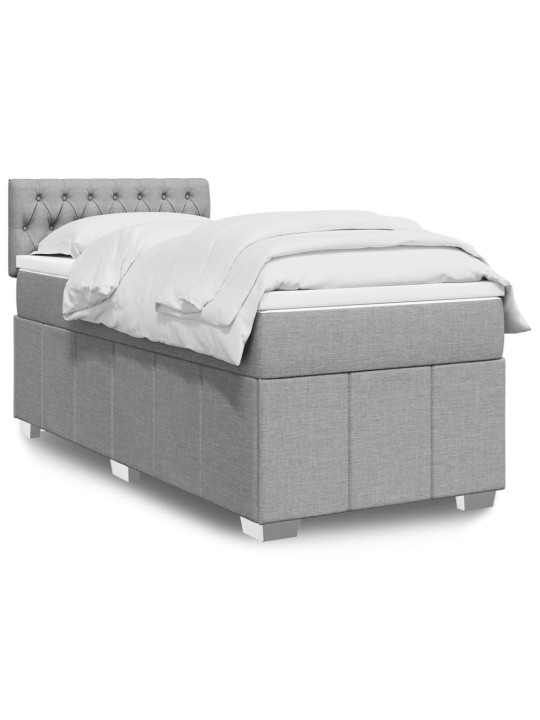 Box spring postel s matrací světle šedý 100 x 200 cm textil