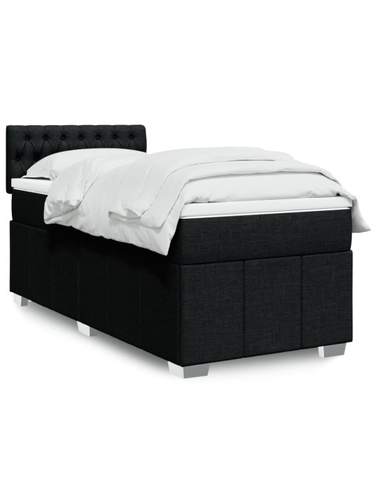 Box spring postel s matrací černá 100 x 200 cm textil
