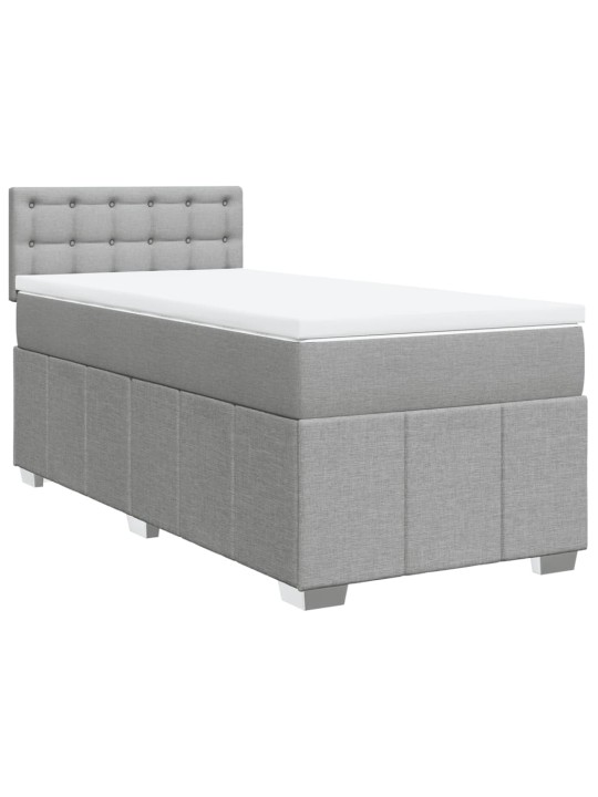 Box spring postel s matrací světle šedý 100 x 200 cm textil