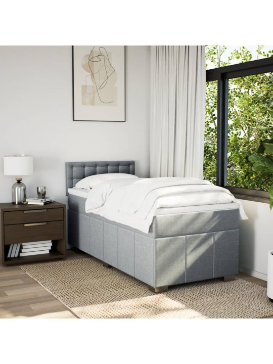 Box spring postel s matrací světle šedý 100 x 200 cm textil
