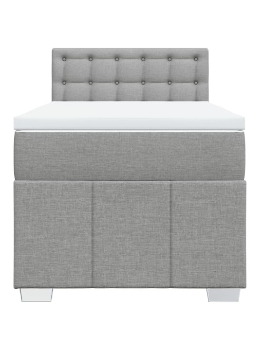 Box spring postel s matrací světle šedý 100 x 200 cm textil