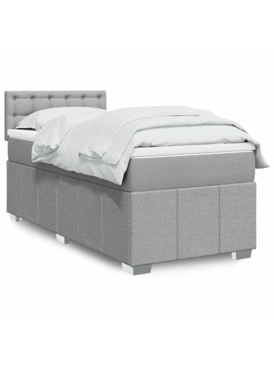 Box spring postel s matrací světle šedý 100 x 200 cm textil