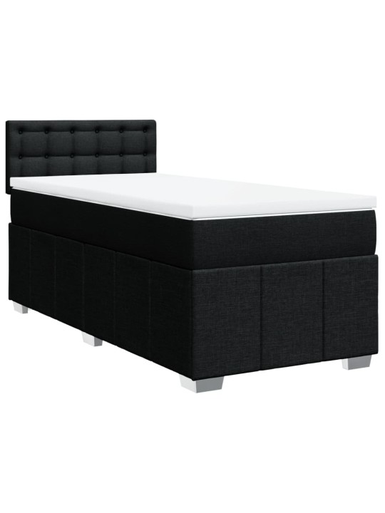 Box spring postel s matrací černá 100 x 200 cm textil