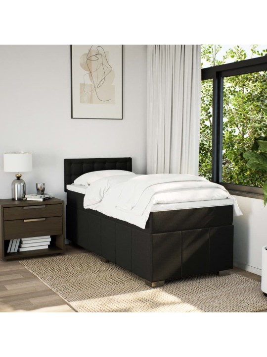 Box spring postel s matrací černá 100 x 200 cm textil