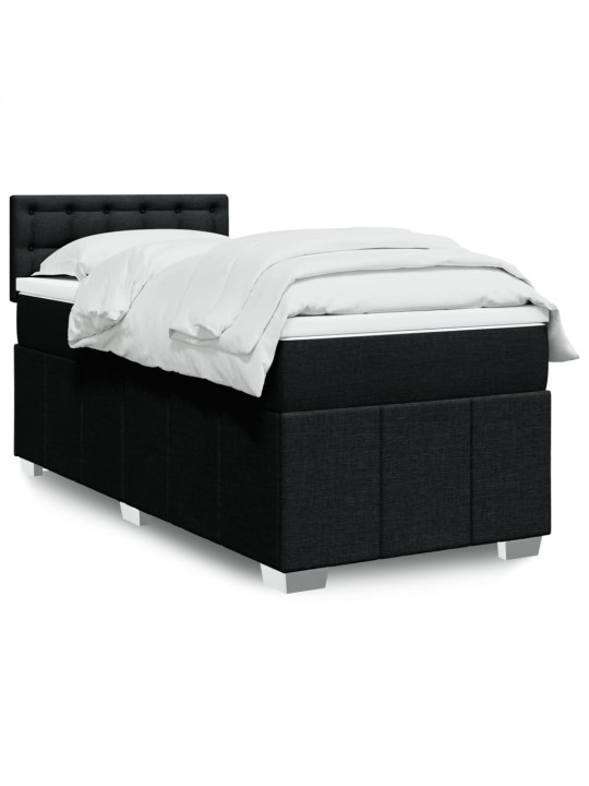 Box spring postel s matrací černá 100 x 200 cm textil