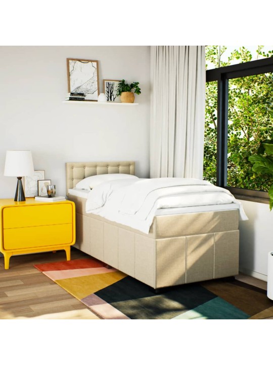 Box spring postel s matrací krémová 100 x 200 cm textil