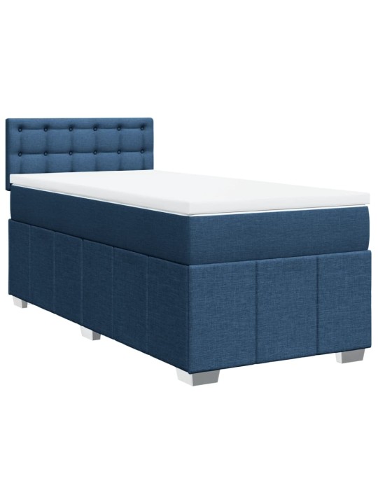 Box spring postel s matrací modrá 100 x 200 cm textil