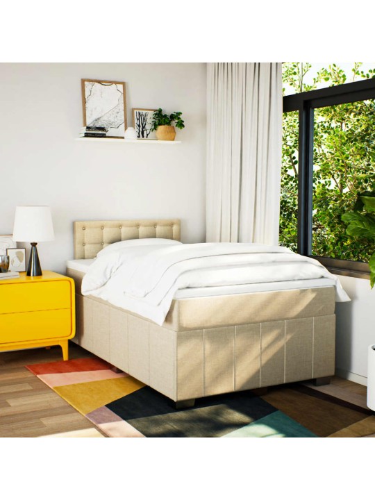 Box spring postel s matrací krémová 120x190 cm textil