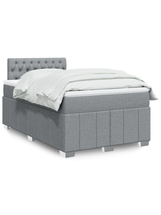 Box spring postel s matrací světle šedá 120 x 200 cm textil