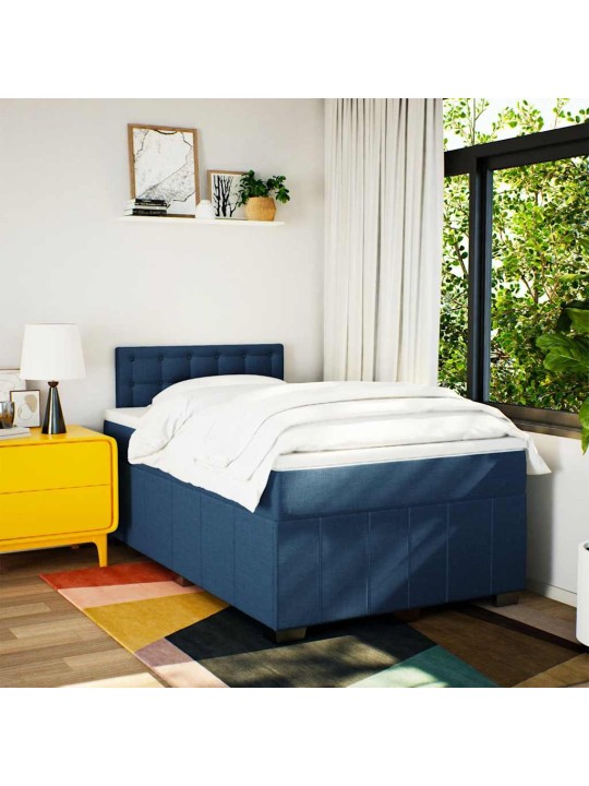 Box spring postel s matrací modrá 120x200 cm textil