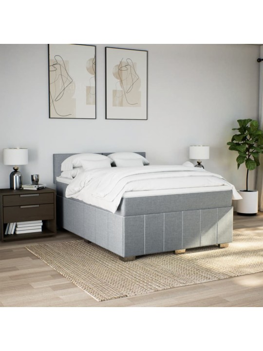 Box spring postel s matrací světle šedá 140 x 190 cm textil