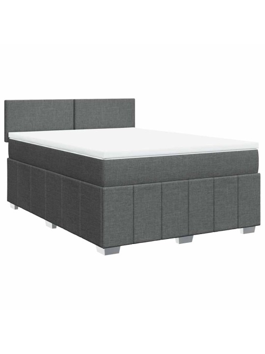 Box spring postel s matrací tmavě šedý 140 x 190 cm textil