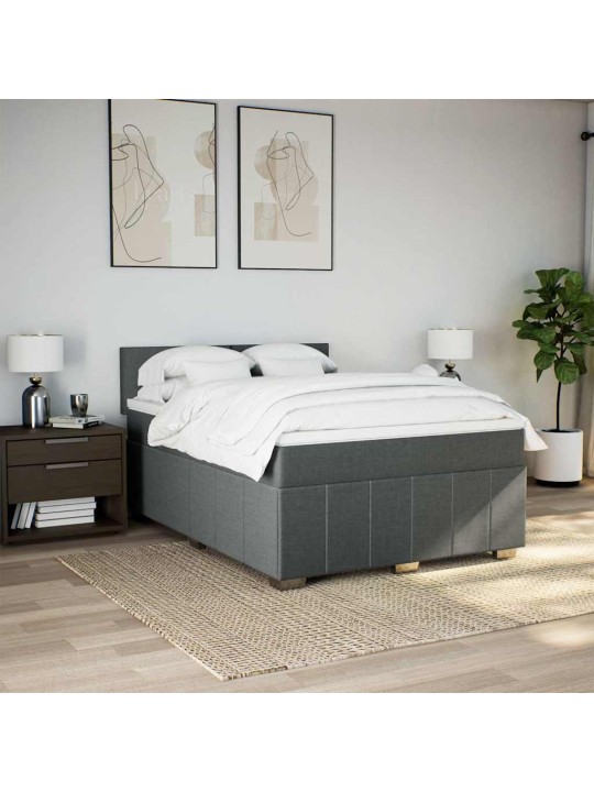 Box spring postel s matrací tmavě šedý 140 x 190 cm textil