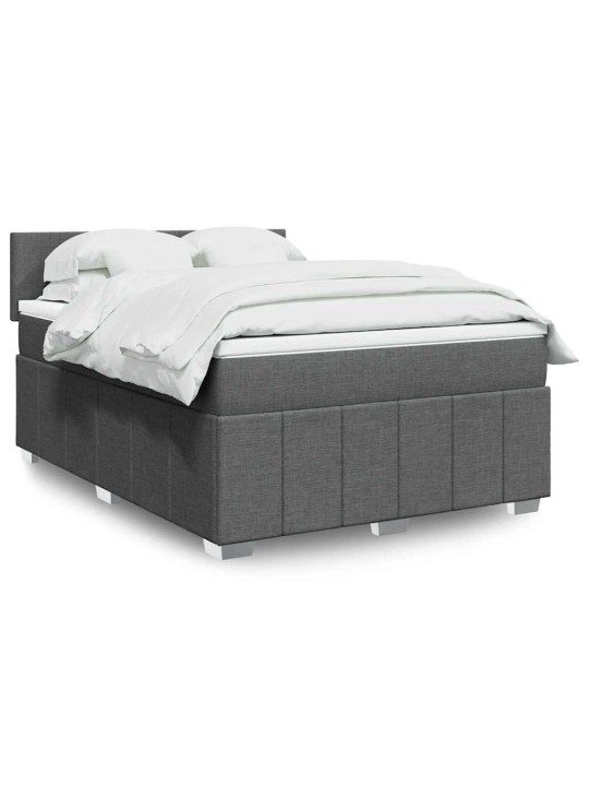 Box spring postel s matrací tmavě šedý 140 x 190 cm textil