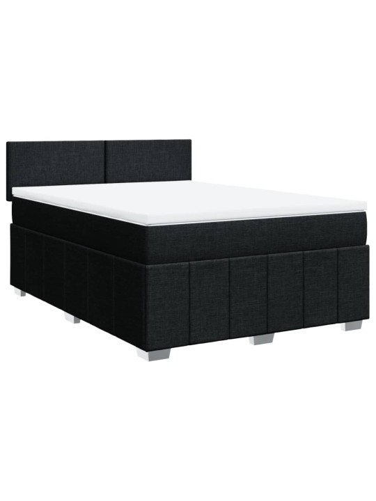 Box spring postel s matrací černá 140 x 190 cm textil