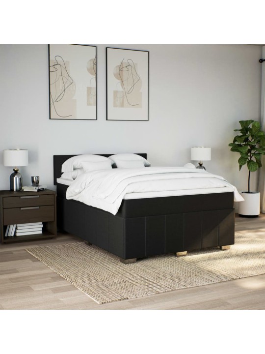 Box spring postel s matrací černá 140 x 190 cm textil