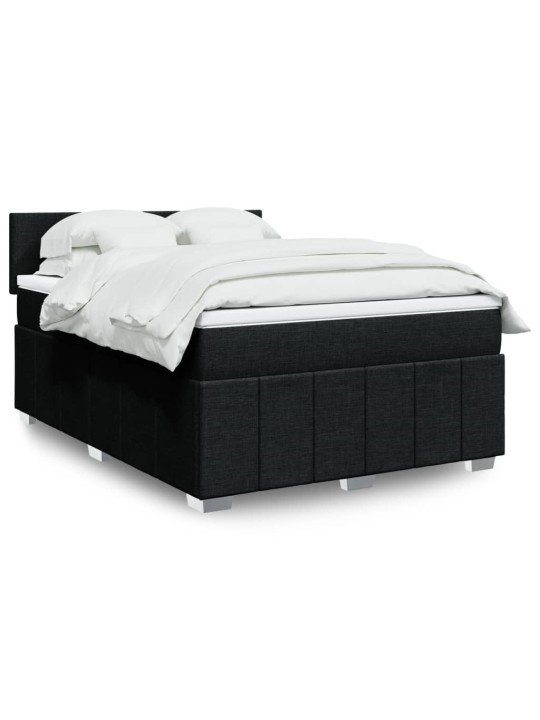Box spring postel s matrací černá 140 x 190 cm textil