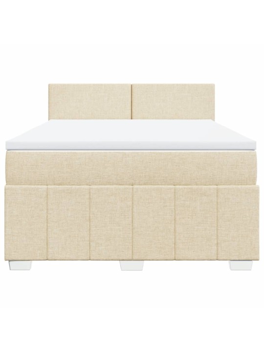 Box spring postel s matrací krémová 140x190 cm textil