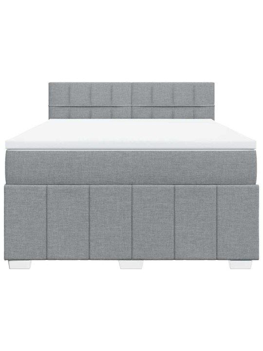 Box spring postel s matrací světle šedá 140 x 190 cm textil