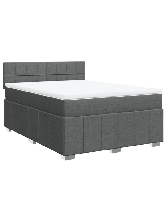 Box spring postel s matrací tmavě šedý 140 x 190 cm textil