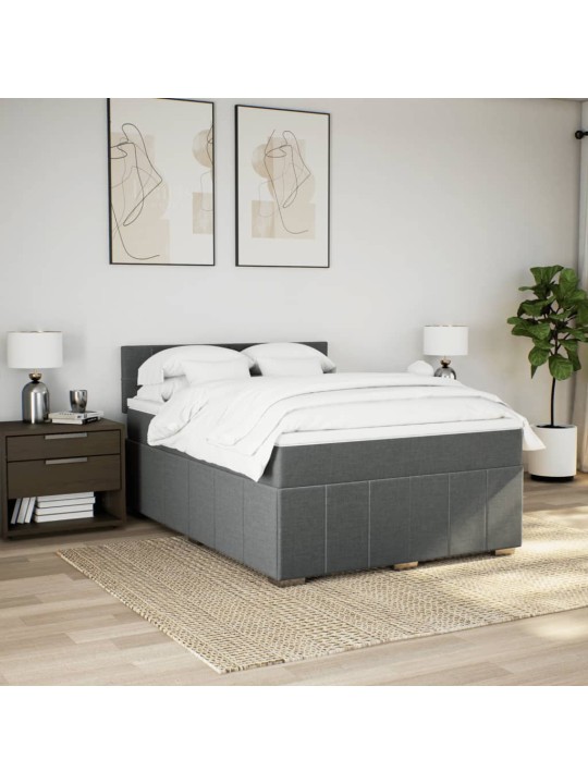 Box spring postel s matrací tmavě šedý 140 x 190 cm textil
