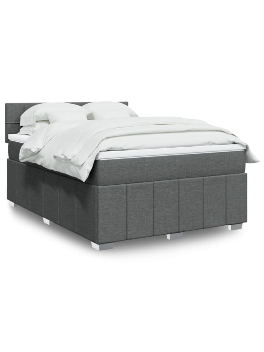Box spring postel s matrací tmavě šedý 140 x 190 cm textil