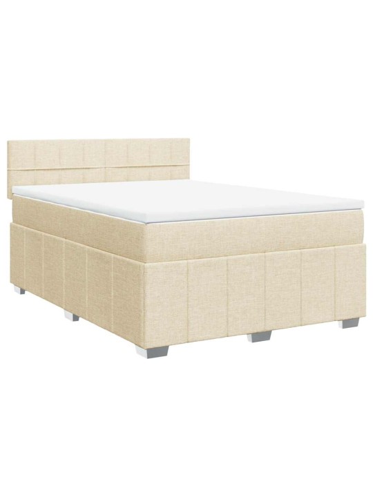 Box spring postel s matrací krémová 140x190 cm textil
