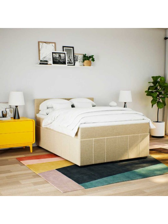 Box spring postel s matrací krémová 140x190 cm textil